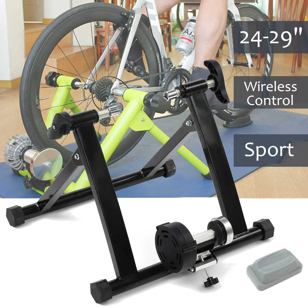 Indoor Bicycle Bike Trainer 4-29 Inch Wireless Black Indoor Bicycle Bike Trainer Exercise Fitness Stand