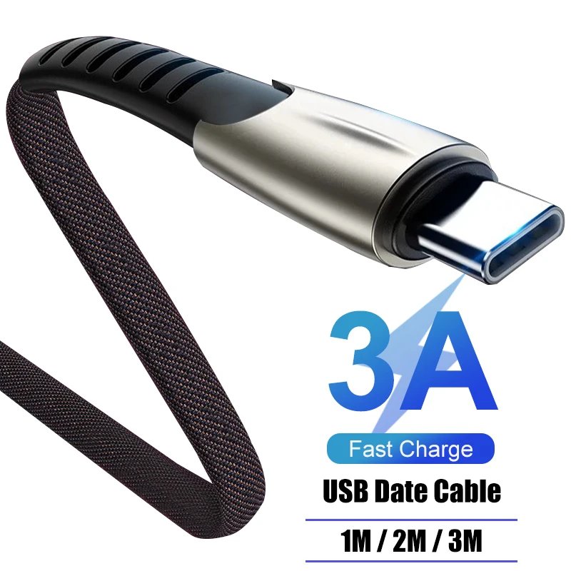 

2m 3m 3A 3A Fast Charging USB Cable Type C Charger For Samsung S10 S9 S8 Note 9 Android Mobile Phone Data Cable type c Charger