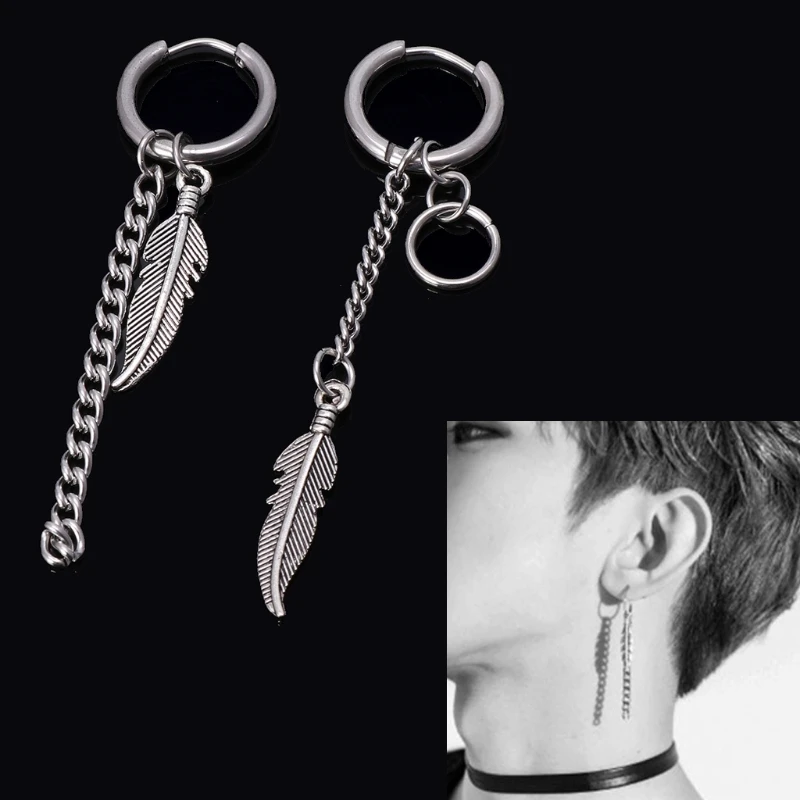 Корейские серьги подвески KPOP Bangtan Boys Album перо несоответствие кисточкой цепочка