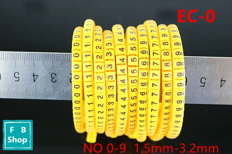 500 шт. EC-0/EC-1/EC-2/EC-3 желтый Маркер кабельной проводки от 0 до 9 для кабеля