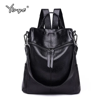 

YBYT Brand 2019 New Vintage Backpack Women PU Leather Black Backpacks Large Capacity Girls Rucksack Student School Backpacks