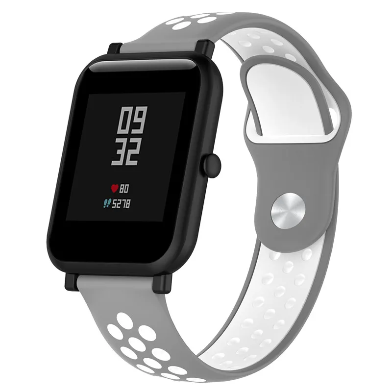 18 20 20 мм силиконовый браслет для Huami Amazfit Bip ремешок для наручных часов браслет для huawei Watch 2/samsung gear Sport/Xiaomi