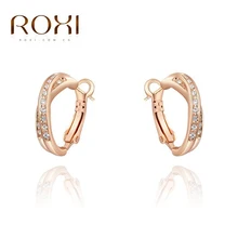 ROXI Рождественский подарок, роскошные серьги-гвоздики цвета розового золота, австрийские кристаллы ручной работы, модные женские серьги, ювелирные изделия для свадебной вечеринки