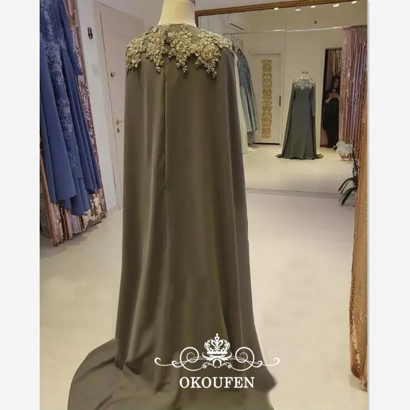 Kaftan abaya Aarabic, женское платье для мамы невесты, накидка, длинные рукава, аппликация,, серое, Русалка, вечернее платье, официальное платье