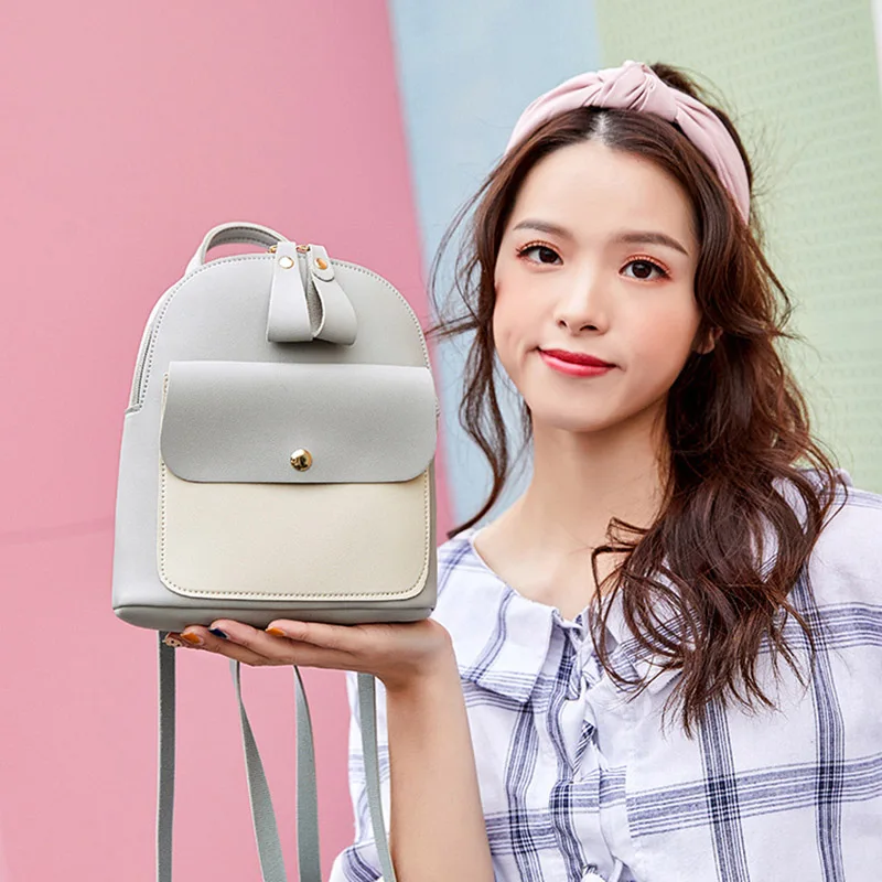 

Hot Women Backpack Solid Color PU Adjustable Strap Crossbody Bag Casual for Shopping High Quality Youth Backpacks Mochilas OH66