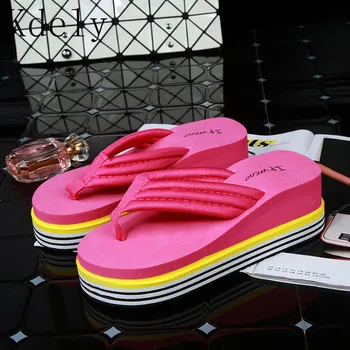 

2019 Flip Flops Fashion Clip Toes Womens Wedge Sandals Summer Sandals Casual Beach Slippers Waterproof Platform Wedges