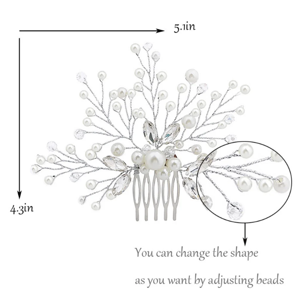 Трендовая Серебряная Винтажная заколка для волос свадебный ободок с жемчужинами Цветок Хрустальная заколка для волос подружки невесты Заколка гребень невесты украшения для волос аксессуары
