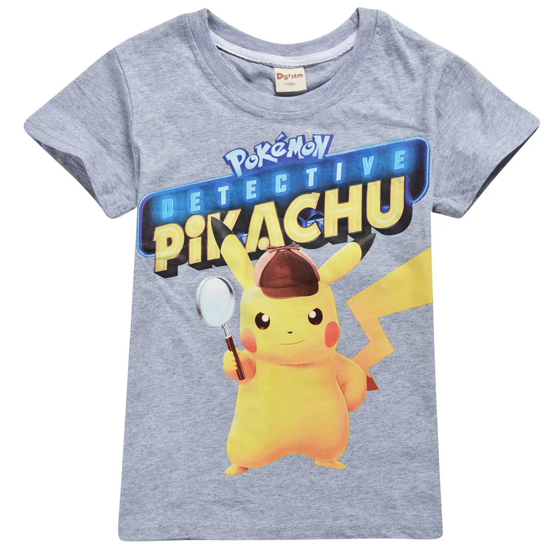 Лидер продаж года, новая летняя футболка Пикачу для маленьких мальчиков хлопковая одежда для детей футболка для девочек топы, футболки, носки - Цвет: Gray