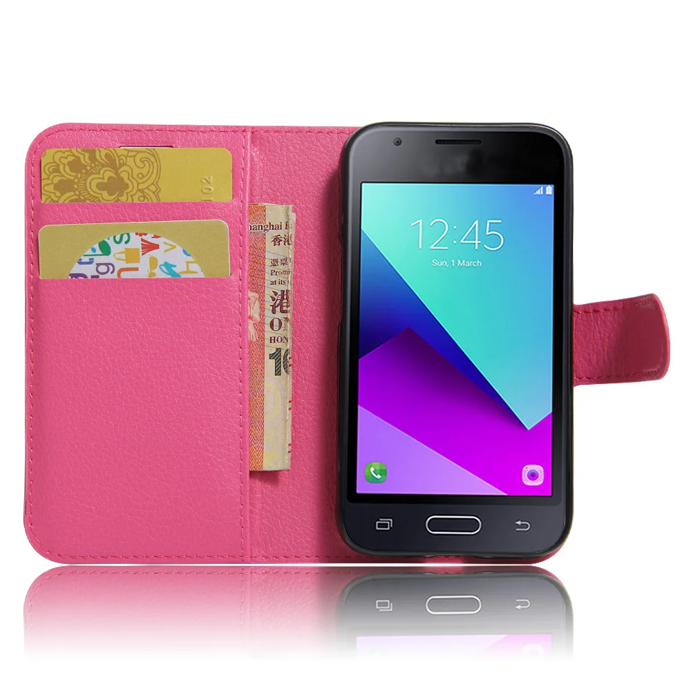 

Fashion Litchi Texture Flip Leather Cover Case for Samsung Galaxy J1 Mini Prime SM-J106 Wallet Stand Style Magnetic Phone Case