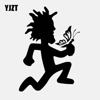 

YJZT 10CM*14CM Crazy Clowns And Butterflies Car Sticker Vinyl Decal Black/Silver C24-0314
