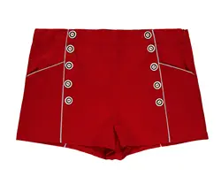 Для женщин 2018 Лидер продаж Высокая талия красные шорты с кнопкой подробно 50-х годов Винтаж рокабилли Pin Up Ретро бурлящие штаны Бесплатная