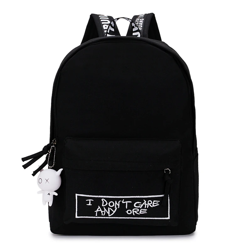 2019 nueva Mochila de lona de moda las mujeres Mochila muñeca de colgante de las mujeres bolsa de hombro Harajuku Mochila mujeres Mochila