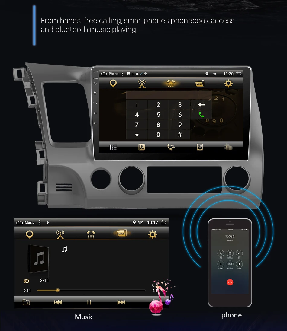 Best Eunavi 2G android 8.1 car dvd gps player for honda civic 2006-2011 car radio video player gps navigation car stereo 2 din dvd 10