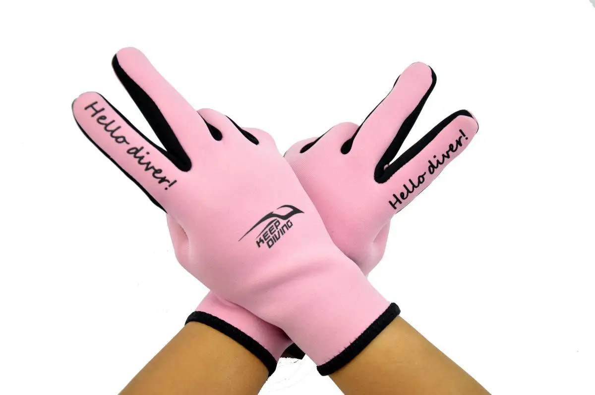 Сохраняет Дайвинг идеально подходит 2 мм неопрен профессиональные перчатки для дайвинга теплые и Нескользящие подводное оборудование гидрокостюм мокрого костюма - Цвет: Розовый