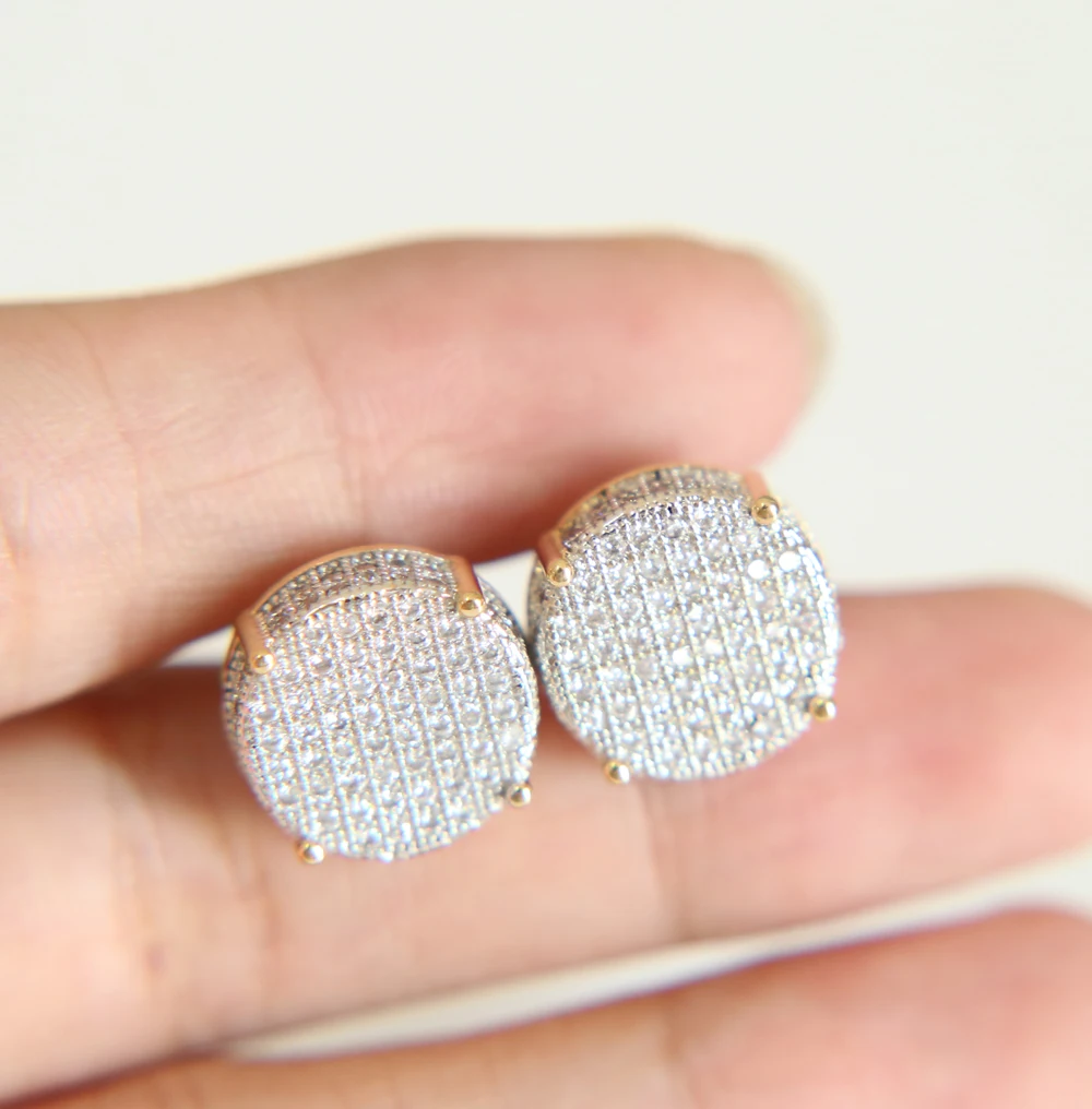 Серьги гвоздики золотистого цвета с фианитом 14 мм|earrings for women|fashion earrings womenearrings women