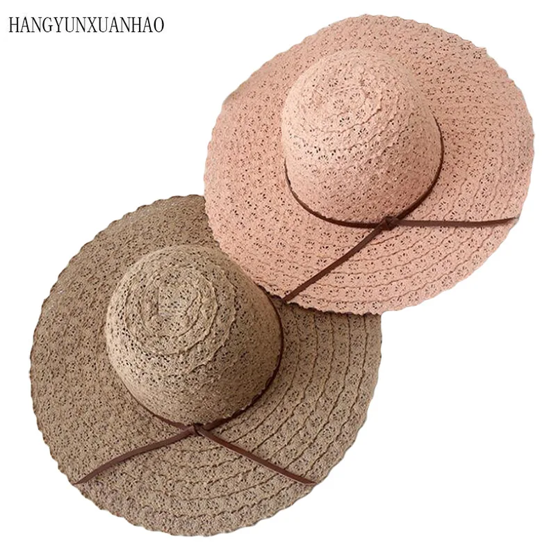 

HANGYUNXUANHAO Summer Hats for Women Fashion Design Women Beach Sun Hat Foldable Brimmed Straw Hat