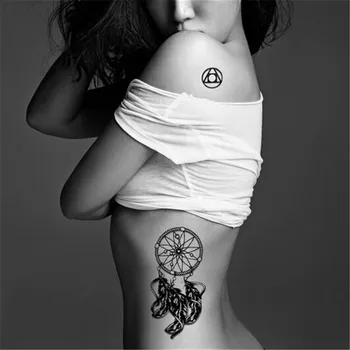 

2pcs Black Tattoo Vintage Feather Geometry Butterfly Net Temporary Tattoo Sticker Body Art Women Tattoo