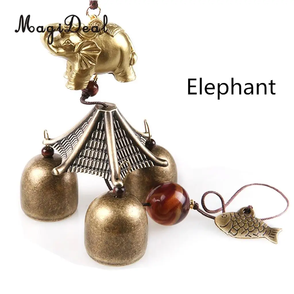 MagiDeal Chinese Elephant Fish Metal Bell Lucky Hanging Charm Wind Chime For Good Luck Fortune Home Car Hanging Decor Gift Craft