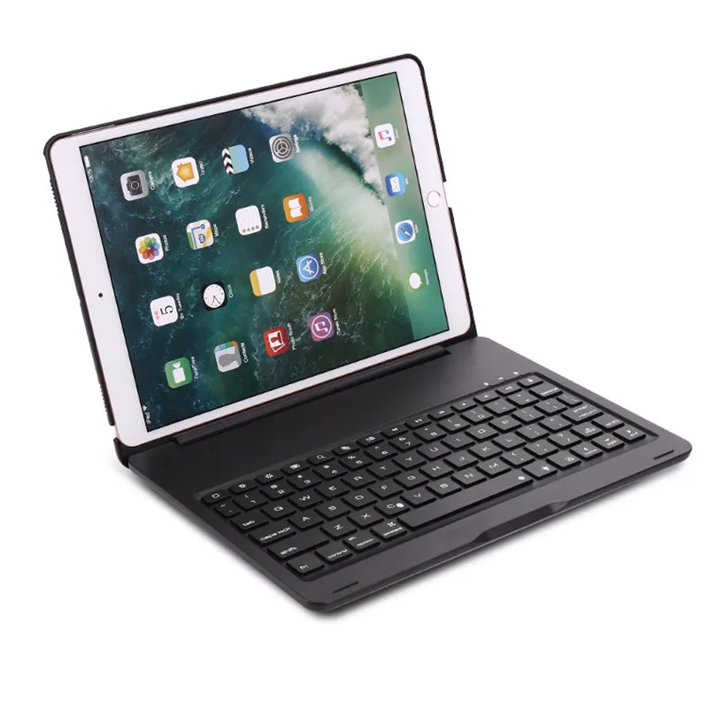 Беспроводная bluetooth-клавиатура из алюминиевого сплава с откидной крышкой, чехол для Apple iPad 9,7 A1822 A1823 A1893 A1954 Air 1 5 - Цвет: Черный