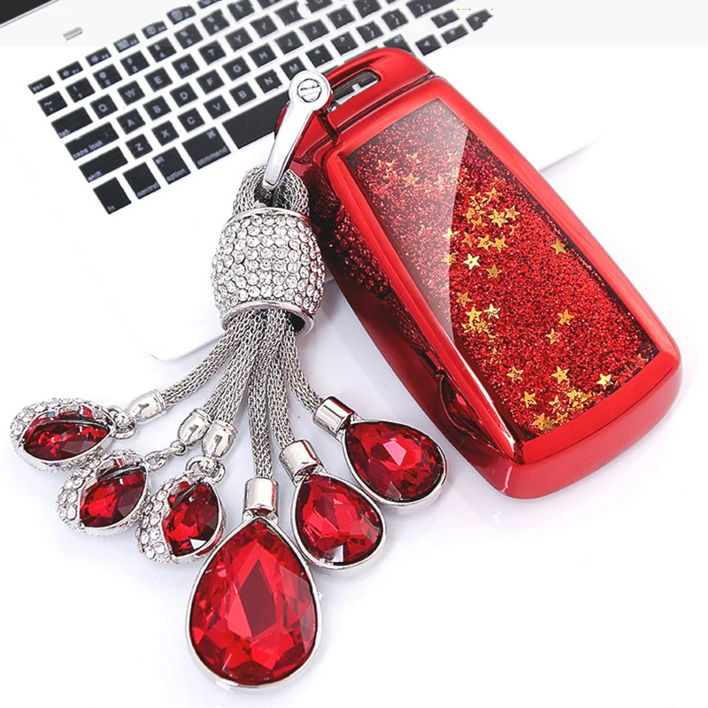 

2019 New Car TPU quicksand key case keyring cover For Mercedes Benz 2017 E Class W213 2018 Key Case Shell Protector Star flowing