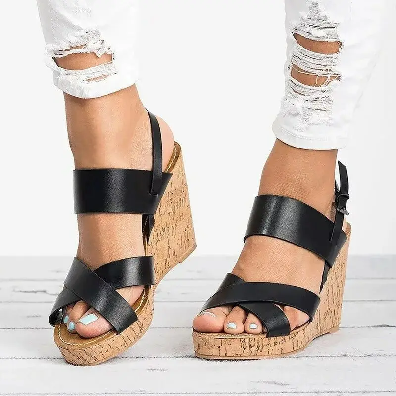 

Gladiator Sandals Platform Women Shoes Wedges Sandals Female Summer Ankle Strap Trifle Open Toe High Flip Flops Slipper 35-43