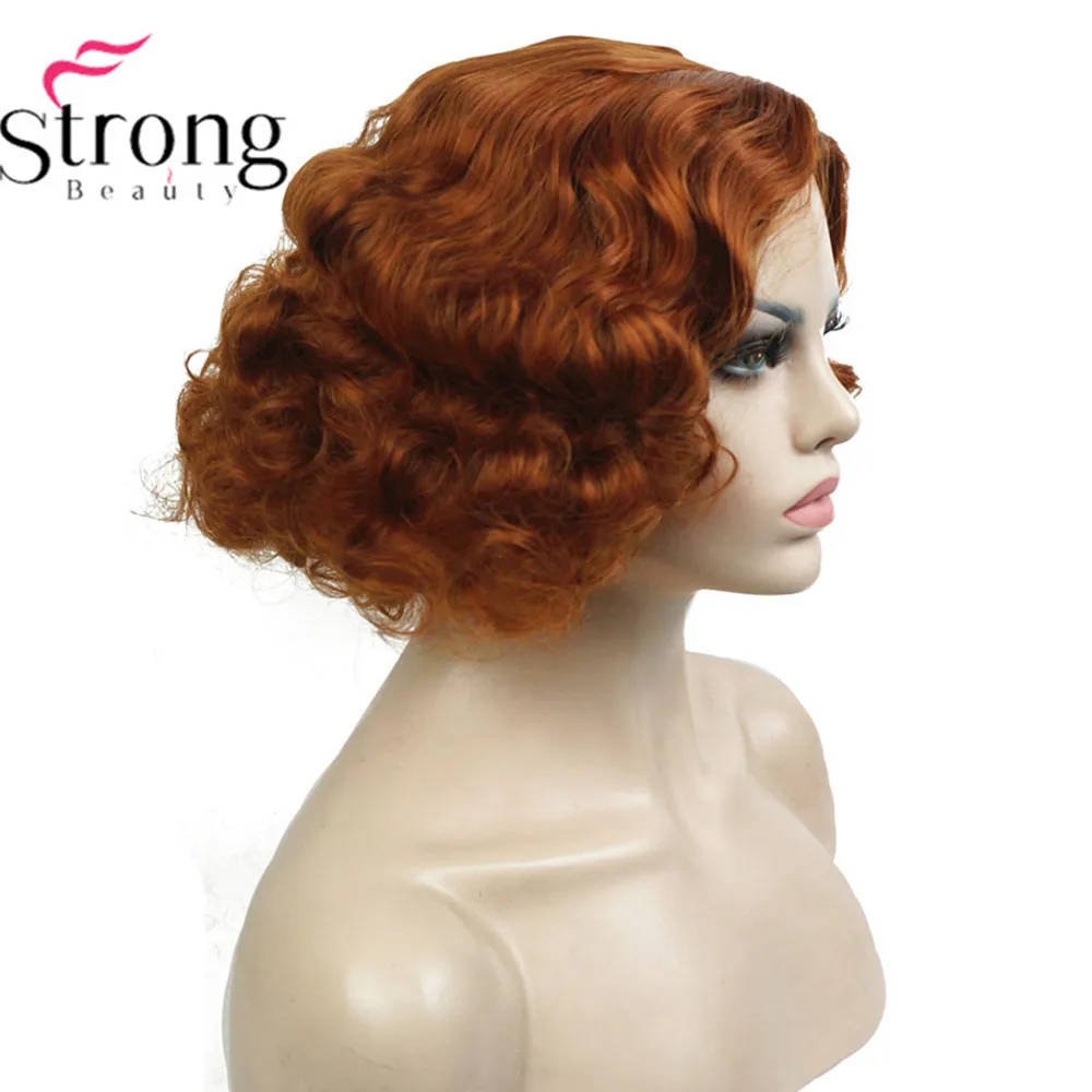 hoogtepunt als je kunt ondernemen StrongBeauty Koper/Blond Flapper Kapsel Kort Krullend Haar vrouwen  Synthetische Capless Pruiken|hair women|hair curlyhair hair - AliExpress