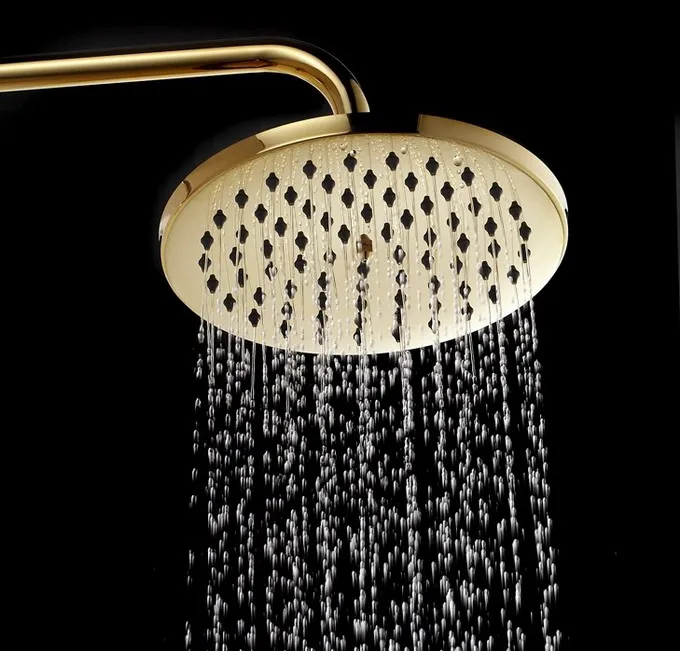 Luxury Golden Brass 8 inch Round Bathroom Rainfall Shower Heads Csh046