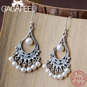 

GAGAFEEL Pure 925 Sterling Silver Pearl Drop Earrings for Women Dropship Fashion Jewelry Top Quality