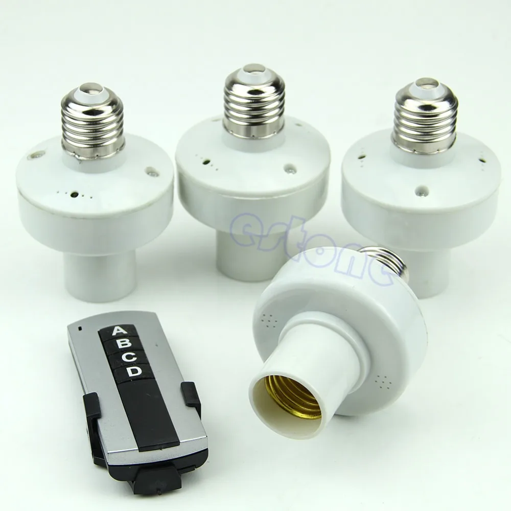 Free Shipping 4Pcs E27 Wireless Remote Control Light Lamp Bulb Holder