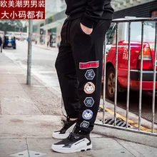 2XL~ 6XL! Европа и США уличная печать мужские повседневные брюки стрейч ярдов эластичные свободные брюки