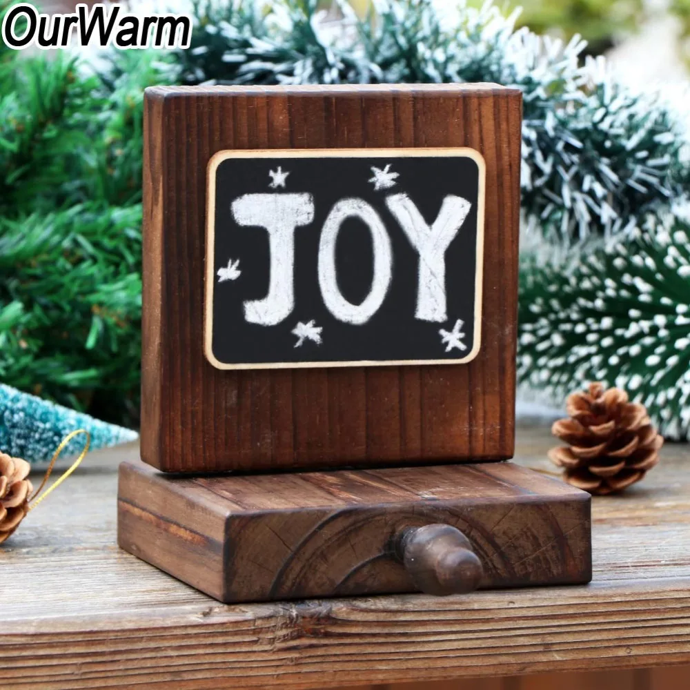 OurWarm Rustic Christmas Stocking Holders New Year DIY Wood Chalkboard Stocking Hanger for Mantel Christmas Decoration