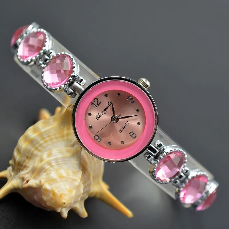 Модные Элегантные наручные часы женские Девушки изысканный металлический сплав группа кварцевые браслет часы 925 - Цвет: Pink