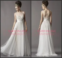 New Fashion Sleeveless Sheer Lace Bodice White Ivory Tulle Long Prom Dresses Special Occasion Dresses 2014