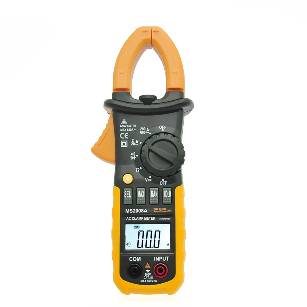 

Digital Clamp Meter DC AC Volt AC Amp Ohm Tester MS2008A 2000 Counts LCD