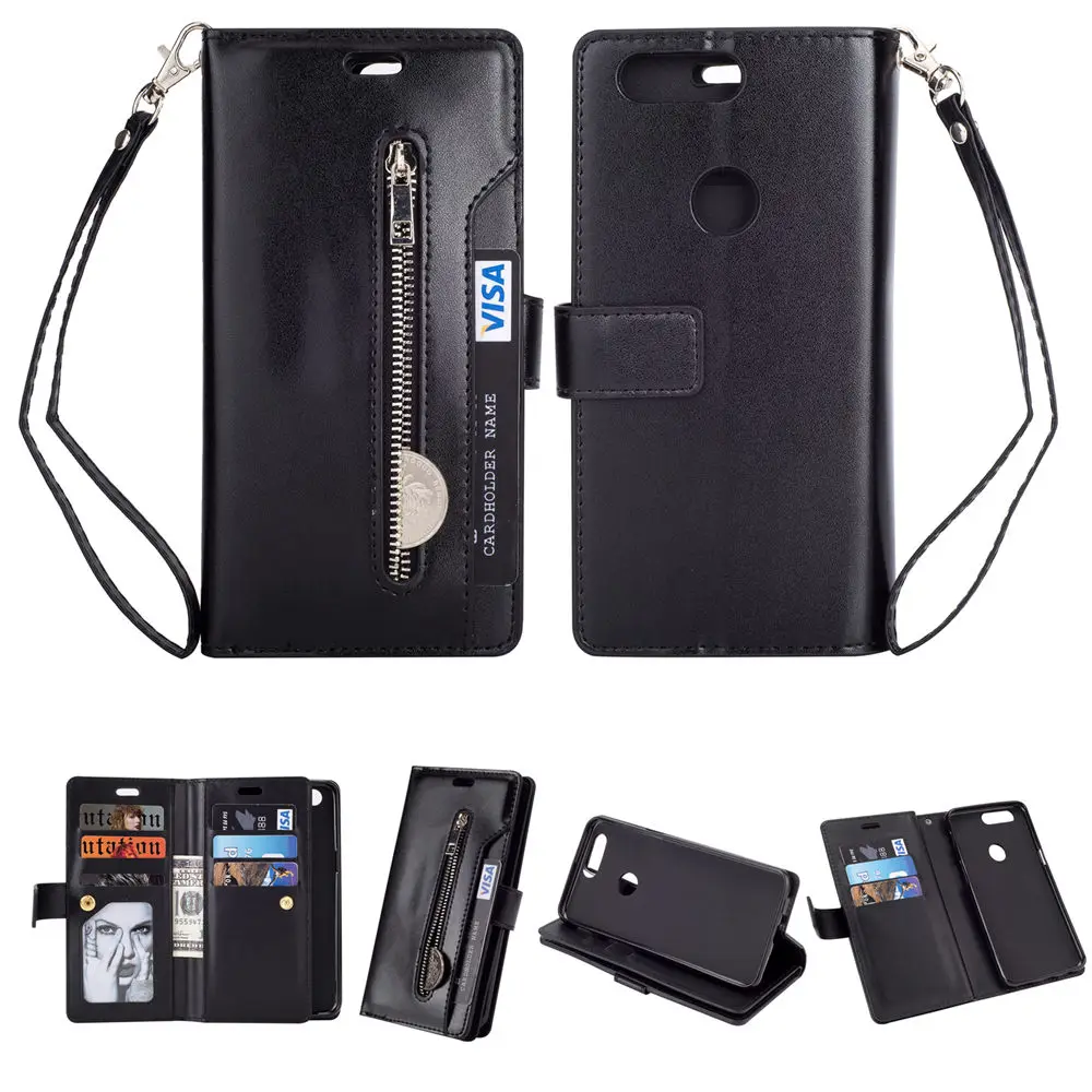 Роскошный кожаный флип-чехол для Oneplus 5 T A5010, кошелек 9 с подставкой и карманами для карт, Модный чехол на молнии, сумка для телефона