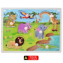 Распродажа безопасный, деревянный пазл Когнитивная доска скретч доска жираф животное головоломки Наложение обучающая игрушка для детей подарок