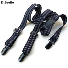 Мужские темно-синие полосатые подтяжки унисекс Повседневный Регулируемый зажим подвесной зажим подтяжки для взрослых ремень для свадебной вечеринки BDXJ2517