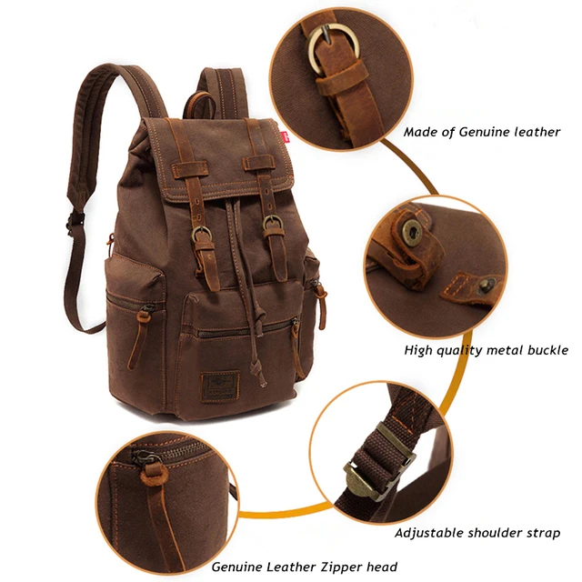 AUGUR New fashion men's backpack vintage canvas backpack school bag men's travel bags large capacity travel laptop backpack bag - Image 4