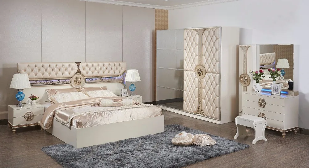 2018 منضدة شحن خشبية مجانا! كبار الموضة الحديثة سرير غرفة نوم مجموعة الأثاث جيد قوليتي ترويج رخيصة الثمن