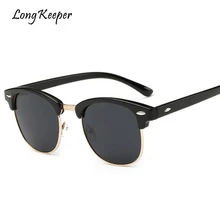 Новая мода полу поляризованные солнцезащитные очки без оправы Для мужчин Для женщин Брендовая Дизайнерская обувь Для мужчин с плоскими стеклами и половинной рамкой очки Классический Gafas De Sol UV400