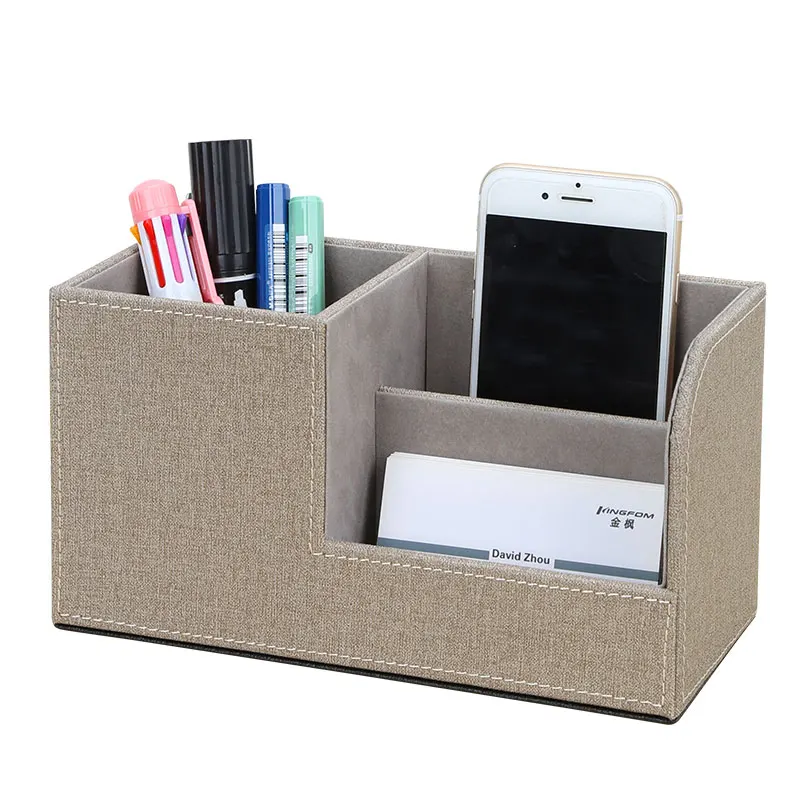 New Marble Small Pen holder Pencil Box PU leather Desk Organizer Cell phone stand Name Card Holder
