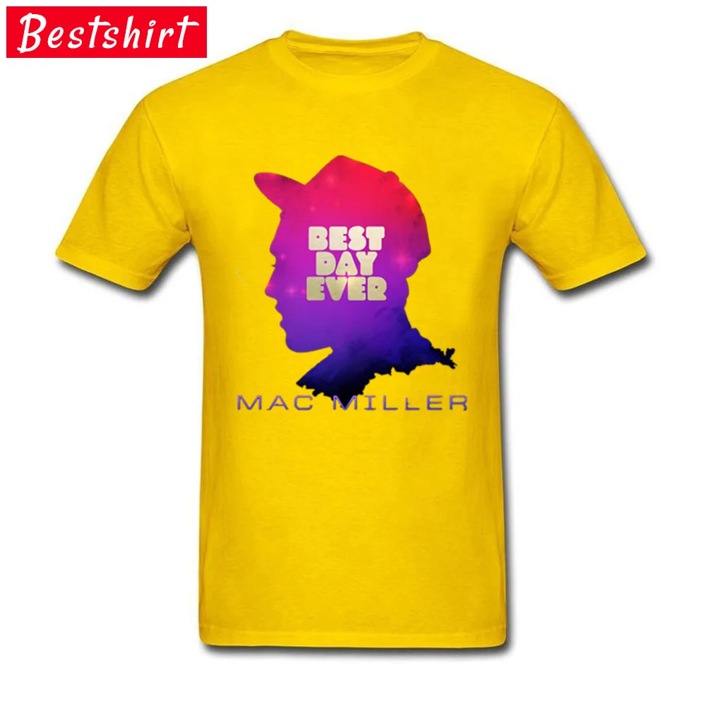 Mac Miller Best Day Ever Top T-shirts Rife Short Sleeve Normal Pure Cotton Round Collar Men T Shirt Clothing Shirt Summer/Autumn Mac Miller Best Day Ever yellow