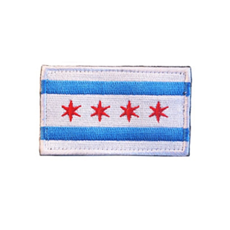 3D Chicago City Flag Embroidery Patch Military Morale Patch Tactical
