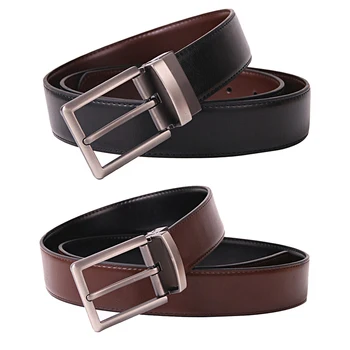 

Fashion Double-side-use Belt Cowskin Real Leather belt Men Rotary Pin Buckle Belt Waist Black Brown for Trousers cinturon hombre