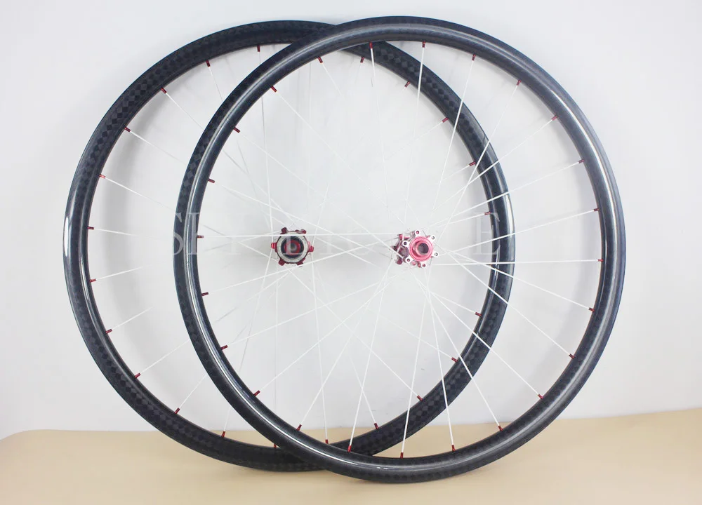 29er XC mtb bike carbon wheelset super light white spokes 24h 30mm x 25mm