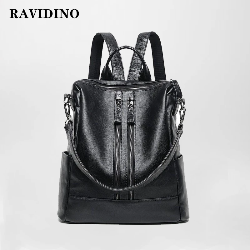 

2019 Quality Leather Anti-thief Women Backpack Large Capacity Hair Ball School Bag for Teenager girls Male Travel Bags