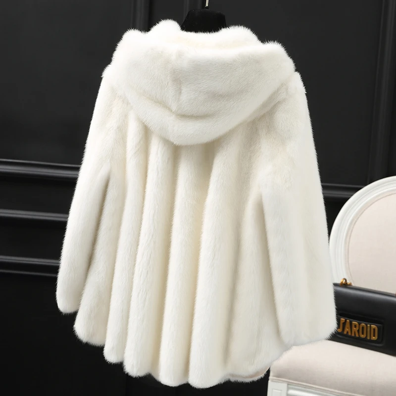 Женская одежда,, настоящая норковая шуба, зимняя куртка, Женская Корейская Шуба с капюшоном, Осенние винтажные куртки, Manteau Femme Hiver MY1070