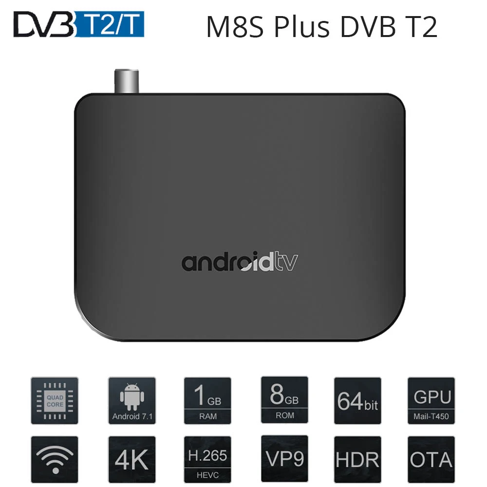 

Mecool M8S PLUS DVB T2 Android Media Player Smart TV Box Amlogic S905D 1GB ROM 8GB RAM Support 4K H.265 WiFi set top box