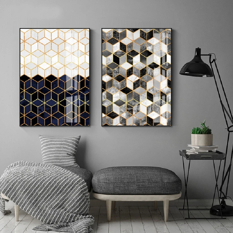 

Abstract Geometric Marble Canvas Painting Poster Prints Gallery Wall Art POP Picture for Living Room Interior Office Home Decor