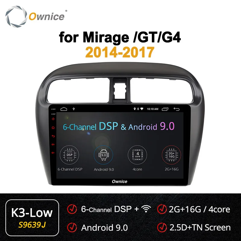 Ownice " 8 ядерный Android 9,0 автомобильный радиоприемник k3 k5 k6 для Mitsubishi Mirage GT G4 gps Navi 4G LTE DSP 360 панорама оптическая - Цвет: S9639 K3-Low